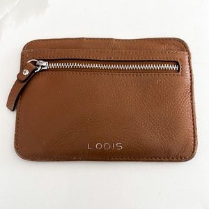 Lodis Stacker Brown Leather Zipper and Slotted Card Case